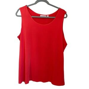 Susan Graver Size XL Liquid Knit Orange Shell Tank Top Sleeveless Blouse Work